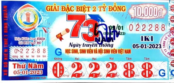 Công ty Xổ số Kiến thiết tỉnh Bình Thuận: Công bố thông tin trả thưởng kỳ vé 1K1