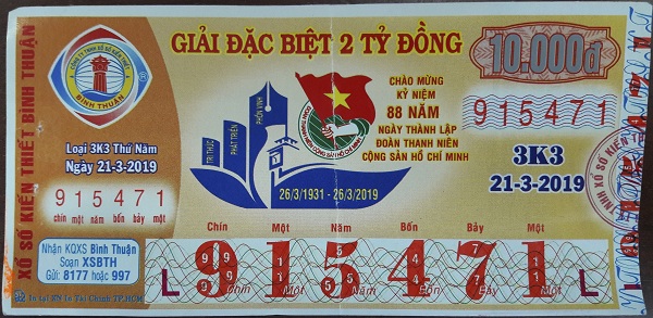 Công ty xổ số kiến thiết Bình Thuận: Công bố thông tin trúng thưởng - Kỳ vé 3K3