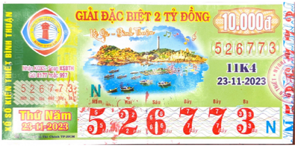 Công bố thông tin KQXSKT Bình Thuận 11K4 ngày 23.11.2023