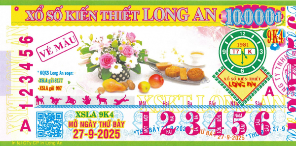 CÔNG BỐ THÔNG TIN KQXSKT LONG AN 9K4 NGÀY 27.09.2025