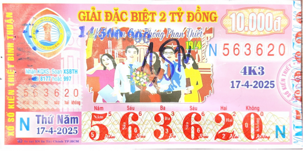 CÔNG BỐ THÔNG TIN KQXSKT BÌNH THUẬN 4K3 ngày 17.4.2025
