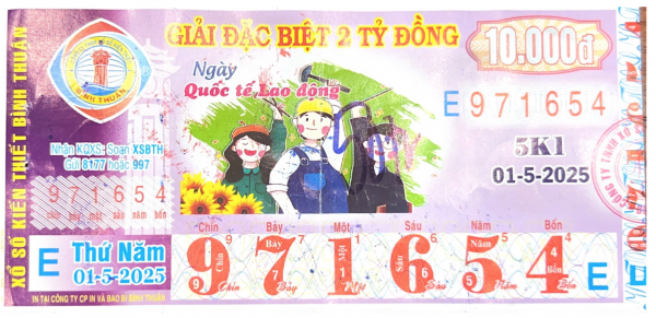 CÔNG BỐ THÔNG TIN KQXSKT BÌNH THUẬN 5K1 ngày 01.5.2025