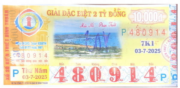 CÔNG BỐ THÔNG TIN KQXSKT BÌNH THUẬN 7K1 NGÀY 03.07.2025