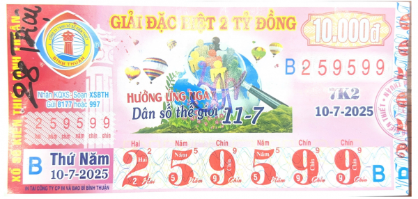 CÔNG BỐ THÔNG TIN KQXSKT BÌNH THUẬN 7K2 NGÀY 10.07.2025