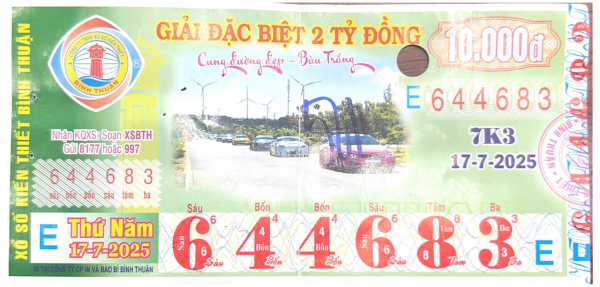 CÔNG BỐ THÔNG TIN KQXSKT BÌNH THUẬN 7K3 NGÀY 17.07.2025