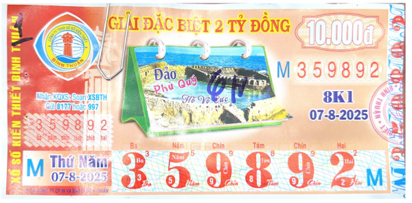 CÔNG BỐ THÔNG TIN KQXSKT BÌNH THUẬN 8K1 NGÀY 07.08.2025