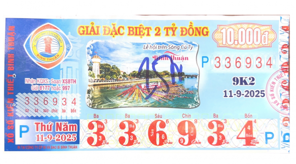 CÔNG BỐ THÔNG TIN KQXSKT BÌNH THUẬN 9K2 NGÀY 11.09.2025