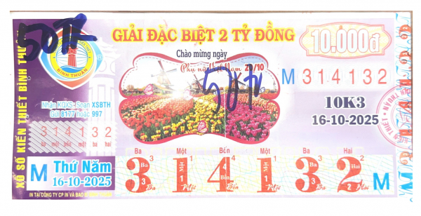 CÔNG BỐ THÔNG TIN KQXSKT BÌNH THUẬN 10K3 NGÀY 16.10.2025