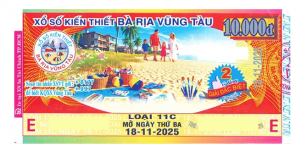 Giải đặc biệt xổ số Vũng Tàu Kỳ vé 11C mở thưởng ngày 18/11/2025