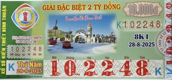CÔNG BỐ THÔNG TIN KQXSKT BÌNH THUẬN 8K4 NGÀY 28.08.2025