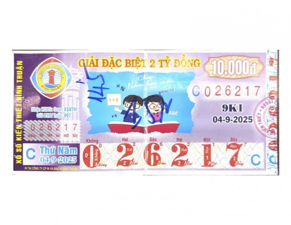 CÔNG BỐ THÔNG TIN KQXSKT BÌNH THUẬN 9K1 NGÀY 04.09.2025