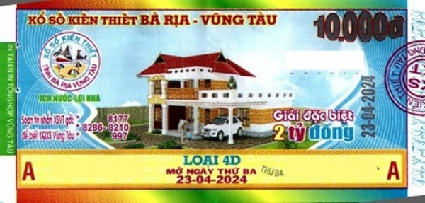 Giải đặc biệt Kỳ vé 4D mở thưởng ngày 23/04/2024