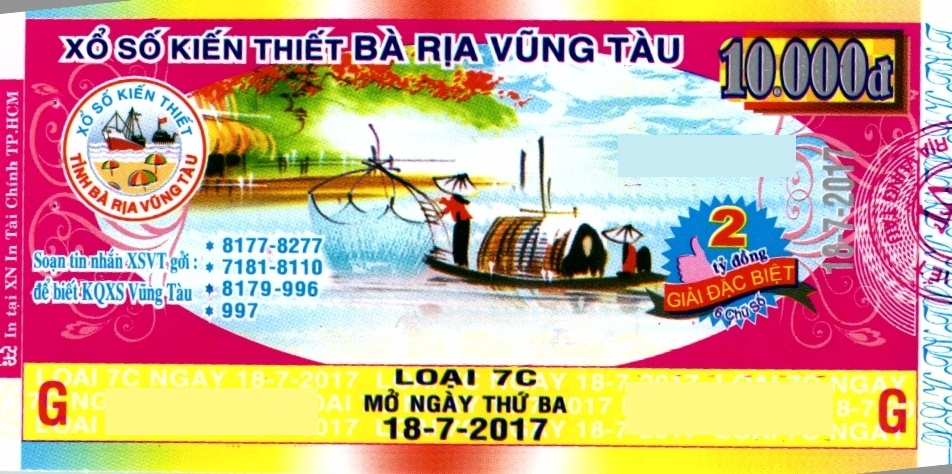 Giải đặc biệt Kỳ vé 8E mở thưởng ngày 29/08/2017 - Đài Bà Rịa - Vũng Tàu