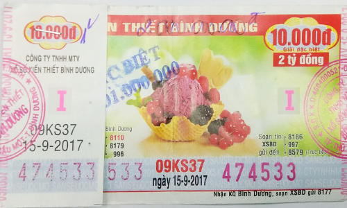 Thông tin trúng thưởng kỳ vé Bình Dương - 09KS37, mở ngày 15/09/2017