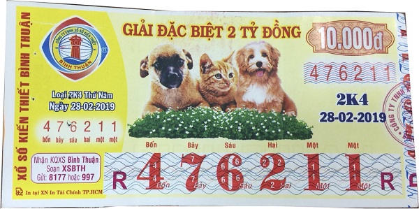 Công ty xổ số kiến thiết Bình Thuận: Công bố thông tin trúng thưởng - Kỳ vé 2K4