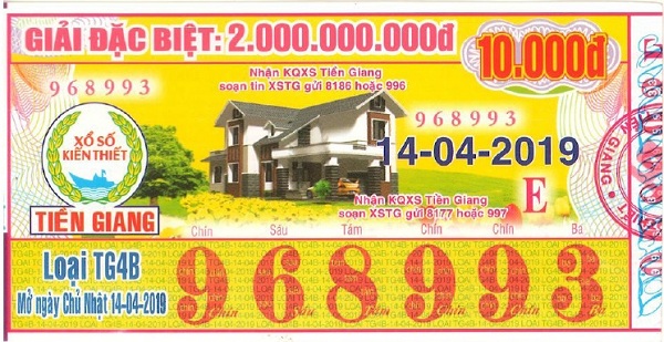 Công ty TNHH MTV Xổ số kiến thiết Tiền Giang: Công bố thông tin trúng thưởng - Kỳ vé TG4B