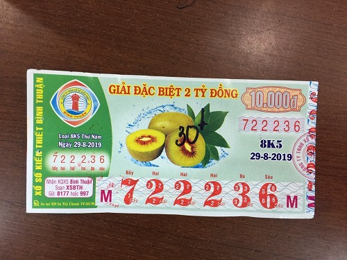 Công ty TNHH MTV Xổ số Kiến thiết Bình Thuận: Thông báo trả thưởng kỳ vé 8K5