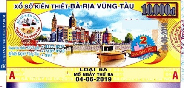 Công ty Xổ số Kiến thiết tỉnh Bà Rịa - Vũng Tàu: Công bố thông tin trả thưởng, KỲ VÉ 6A
