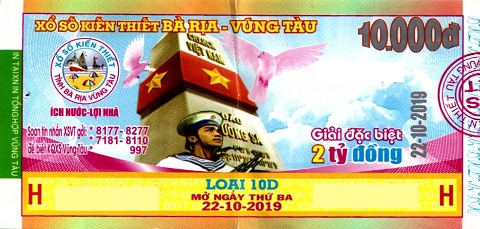 Công ty Xổ số Kiến thiết tỉnh Bà Rịa - Vũng Tàu: Công bố thông tin trả thưởng kỳ vé 10D