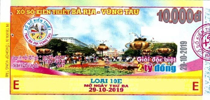 Công ty Xổ số Kiến thiết tỉnh Bà Rịa - Vũng Tàu: Công bố thông tin trả thưởng kỳ vé 10E