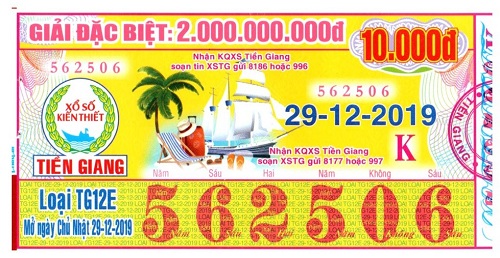 Công ty Xổ số Kiến thiết tỉnh Tiền Giang: Công bố thông tin trả thưởng kỳ vé TG 12E