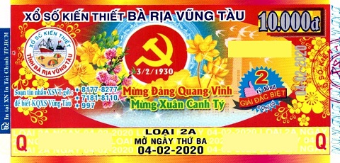 Công ty Xổ số Kiến thiết tỉnh Bà Rịa - Vũng Tàu: Công bố thông tin trả thưởng kỳ vé 2A