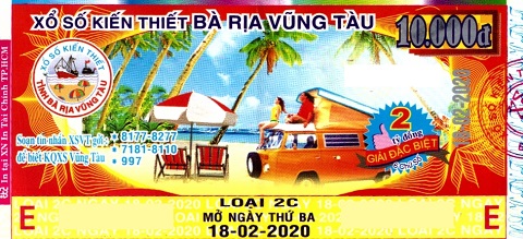 Công ty Xổ số Kiến thiết tỉnh Bà Rịa - Vũng Tàu: Công bố thông tin trả thưởng kỳ vé 2C