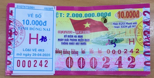 Công ty Xổ số Kiến thiết tỉnh Đồng Nai: Công bố thông tin trả thưởng kỳ vé 4K5