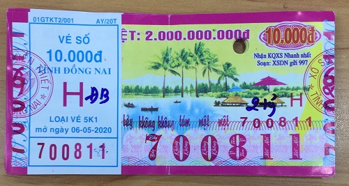 Công ty Xổ số Kiến thiết tỉnh Đồng Nai: Công bố thông tin trả thưởng kỳ vé 5K1