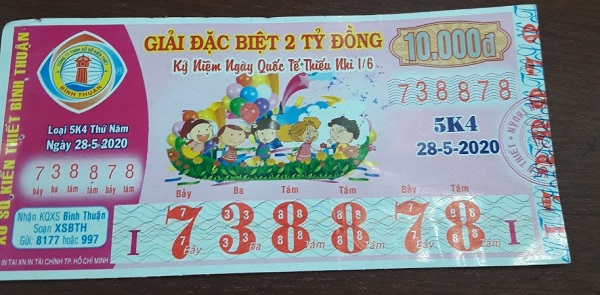 Công ty Xổ số Kiến thiết tỉnh Bình Thuận: Công bố thông tin trả thưởng kỳ vé 5K4