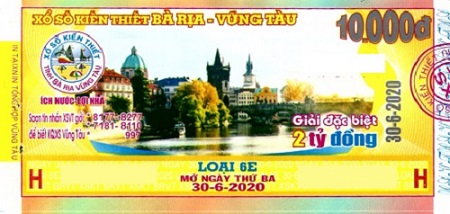 Công ty Xổ số Kiến thiết tỉnh Bà Rịa - Vũng Tàu: Công bố thông tin trả thưởng kỳ vé 6E