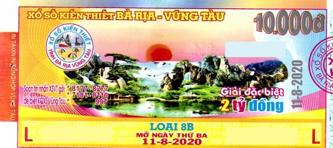 Công ty Xổ số Kiến thiết tỉnh Bà Rịa - Vũng Tàu: Công bố thông tin trả thưởng kỳ vé 8B