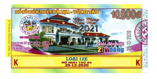 Công ty Xổ số Kiến thiết tỉnh Bà Rịa - Vũng Tàu: Công bố thông tin trả thưởng kỳ vé 12E
