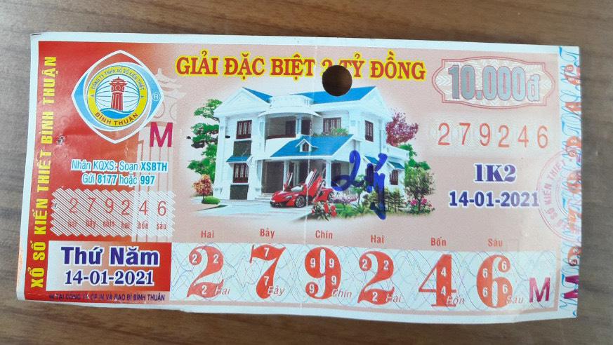 Công ty Xổ số Kiến thiết tỉnh Bình Thuận: Công bố thông tin trả thưởng kỳ vé 1K2