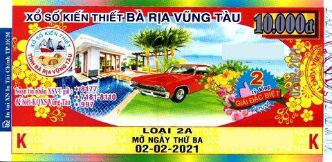 Công ty Xổ số Kiến thiết tỉnh Bà Rịa - Vũng Tàu: Công bố thông tin trả thưởng kỳ vé 2A