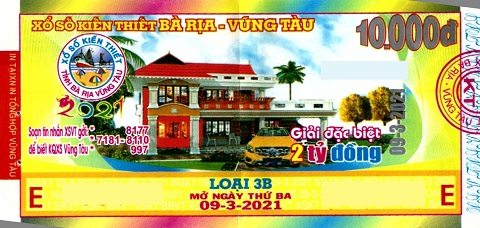 Công ty Xổ số Kiến thiết tỉnh Bà Rịa - Vũng Tàu: Công bố thông tin trả thưởng kỳ vé 3B