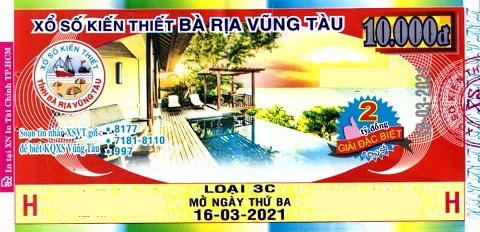 Công ty Xổ số Kiến thiết tỉnh Bà Rịa - Vũng Tàu: Công bố thông tin trả thưởng kỳ vé 3C