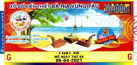 Công ty Xổ số Kiến thiết tỉnh Bà Rịa - Vũng Tàu: Công bố thông tin trả thưởng kỳ vé 4A
