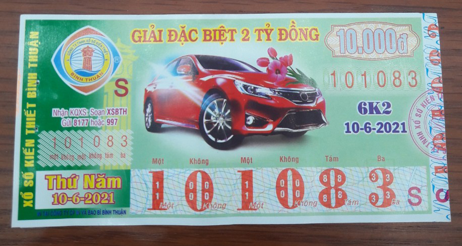 Công ty Xổ số Kiến thiết tỉnh Bình Thuận: Công bố thông tin trả thưởng kỳ vé 6K2