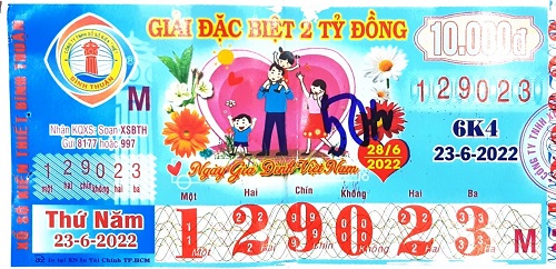 Công ty TNHH MTV Xổ số Kiến thiết Bình Thuận: Công bố thông tin trả thưởng kỳ vé 6K4-2022