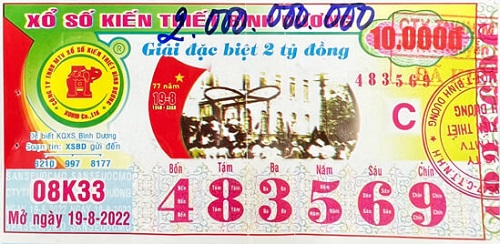 Công ty TNHH MVT XSKT Bình Dương: thông tin khách hàng trúng thưởng kỳ vé 08K33 ngày 19/08/2022