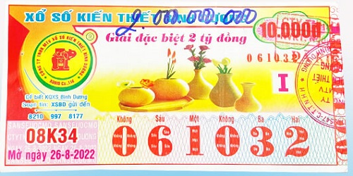 Công ty TNHH MVT XSKT Bình Dương: thông tin khách hàng trúng thưởng kỳ vé 08K34 ngày 26/08/2022
