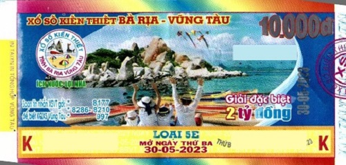 Công ty Xổ số kiến thiết tỉnh BR - VT công bố thông tin trả thưởng: Kỳ vé E5, Ngày 30/05/2023