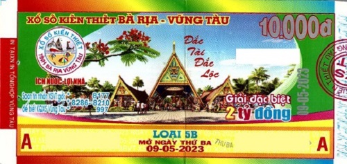 Công ty Xổ số kiến thiết tỉnh Bà Rịa - Vũng Tàu: Công bố thông tin trả thưởng kỳ vé 5B ngày 09 tháng 05 năm 2023