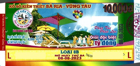 Công ty Xổ số kiến thiết tỉnh BR - VT công bố thông tin trả thưởng đến ngày 04/08/2023