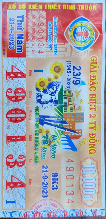 Công bố thông tin kết quả xổ số kiến thiết bình thuận 9K3 ngày 21.9.2023