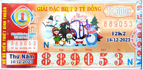 Công bố thông tin KQXSKT Bình Thuận 12K2 ngày 14.12.2023