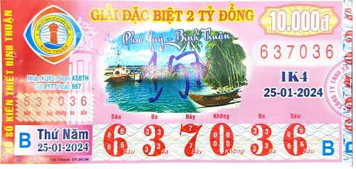 Công bố thông tin KQXSKT Bình Thuận 1K4 ngày 25.01.2024