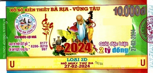 Giải đặc biệt Kỳ vé 2D mở thưởng ngày 27/02/2024