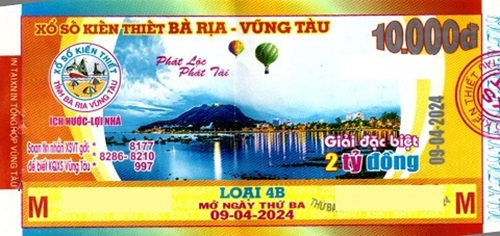 Giải đặc biệt Kỳ vé 4B mở thưởng ngày 09/04/2024